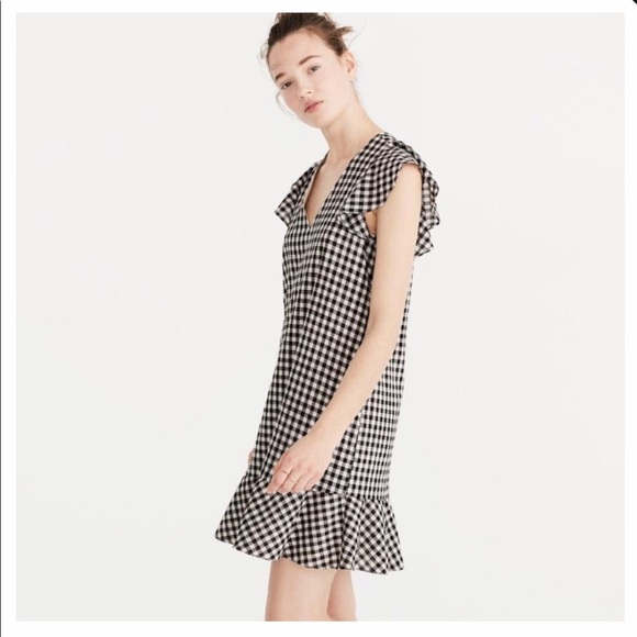 Madewell Gingham Check Flutter Sleeve Casual Dress - Picture 2 of 7